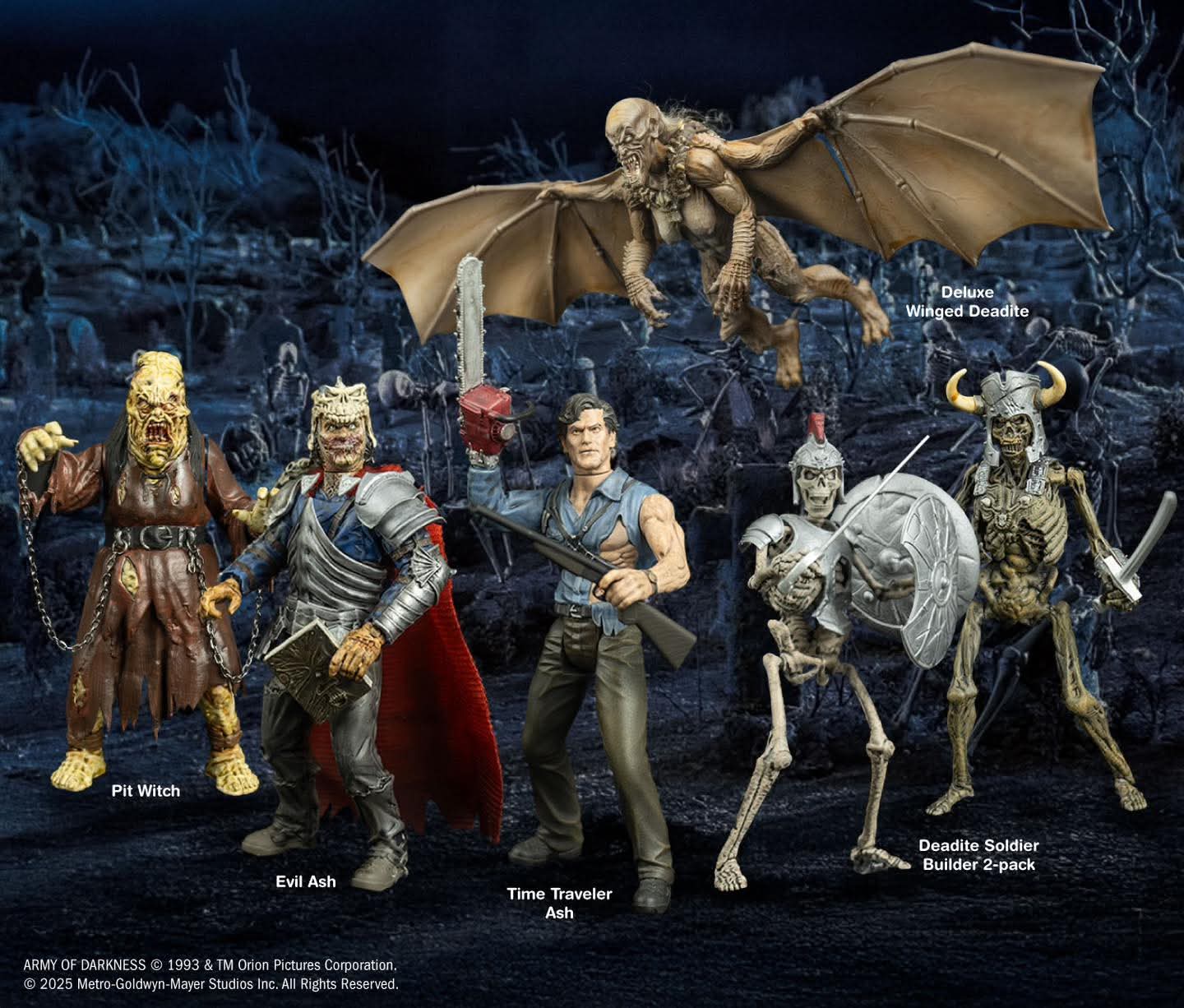 Army of Darkness Retro Action Figures (Wave X5) Ash, Evil Ash, Pit Witch, Deadite Soldier 2-Pack and Deluxe Winged Deadite - 5" Scale