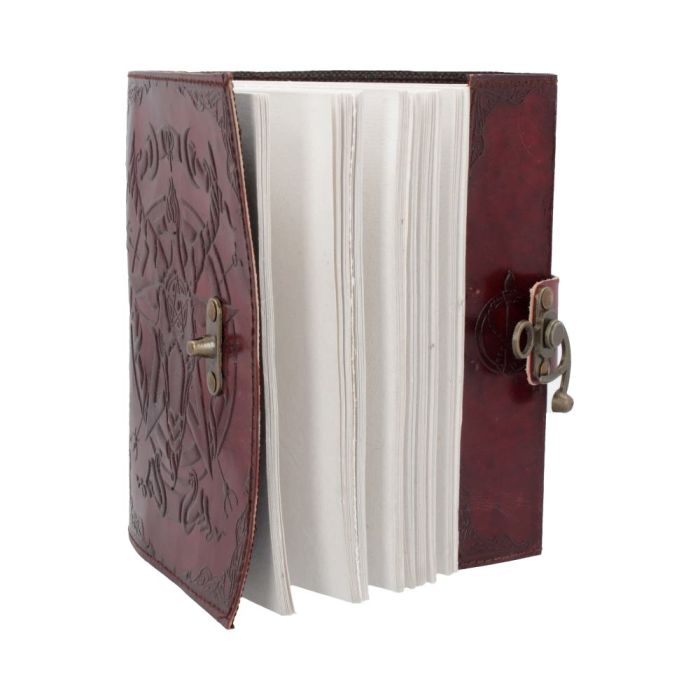 Lockable Red Leather Baphomet Embossed Journal 15x21cm