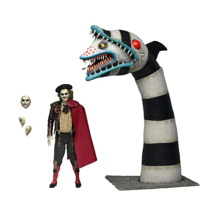 Composición final con Beetlejuice haciendo una reverencia de matador junto al Sandworm articulado.