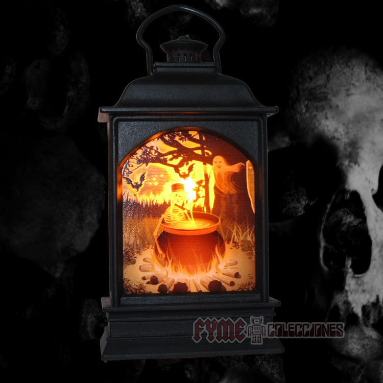 Mini Farol Rectangular Diseño Caldero Bruja