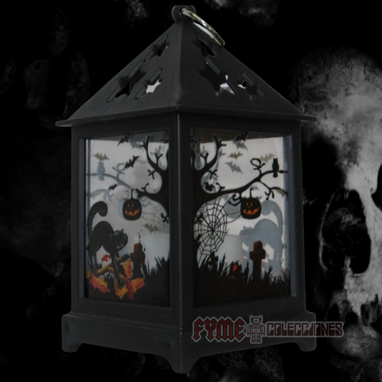 Mini Farol Cuadrado Diseño Gato Negro