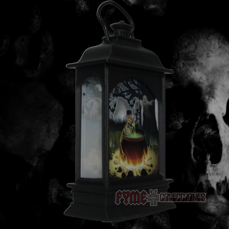 Mini Farol Rectangular Diseño Caldero Bruja