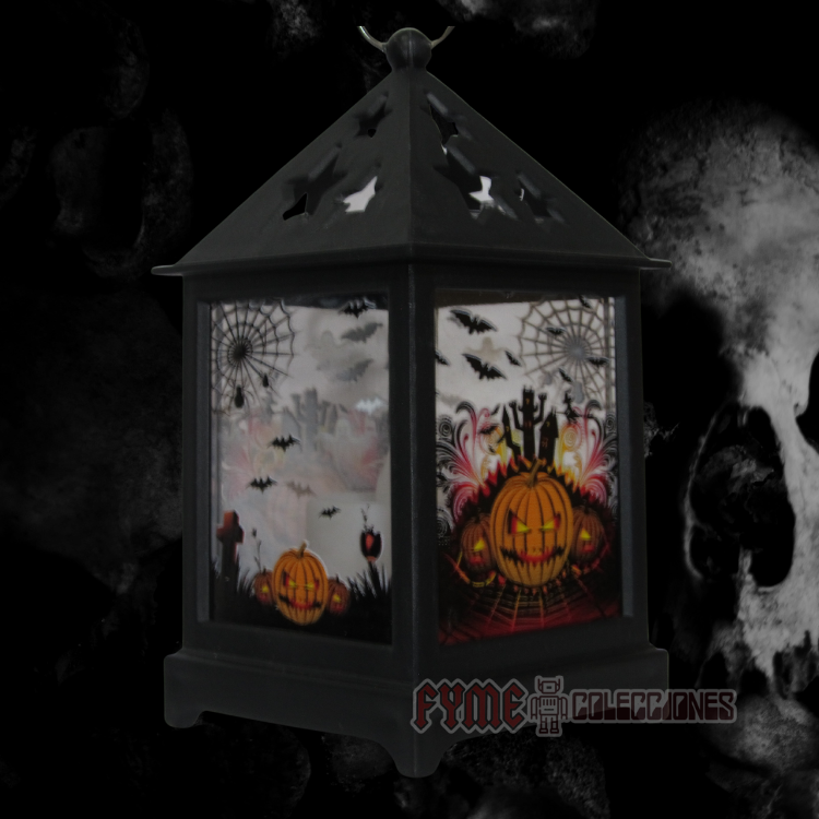 Mini Farol Cuadrado Diseño Calabaza