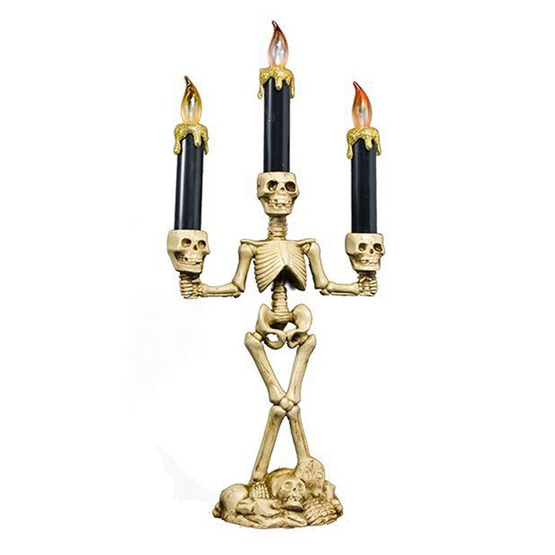 Candelabro led de calavera con tres cabezas