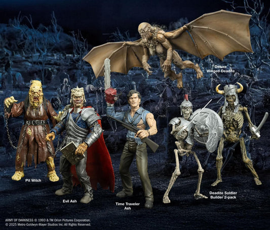 Army of Darkness Retro Action Figures (Wave X5) Ash, Evil Ash, Pit Witch, Deadite Soldier 2-Pack and Deluxe Winged Deadite - 5" Scale