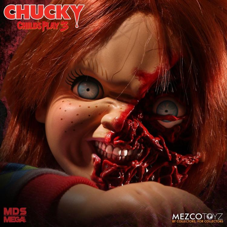 Child's Play 3 Mezco Designer Series Talking Pizza Face Chucky