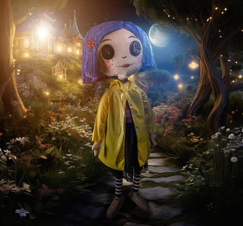 Coraline with Button Eyes Life-Sized Plush