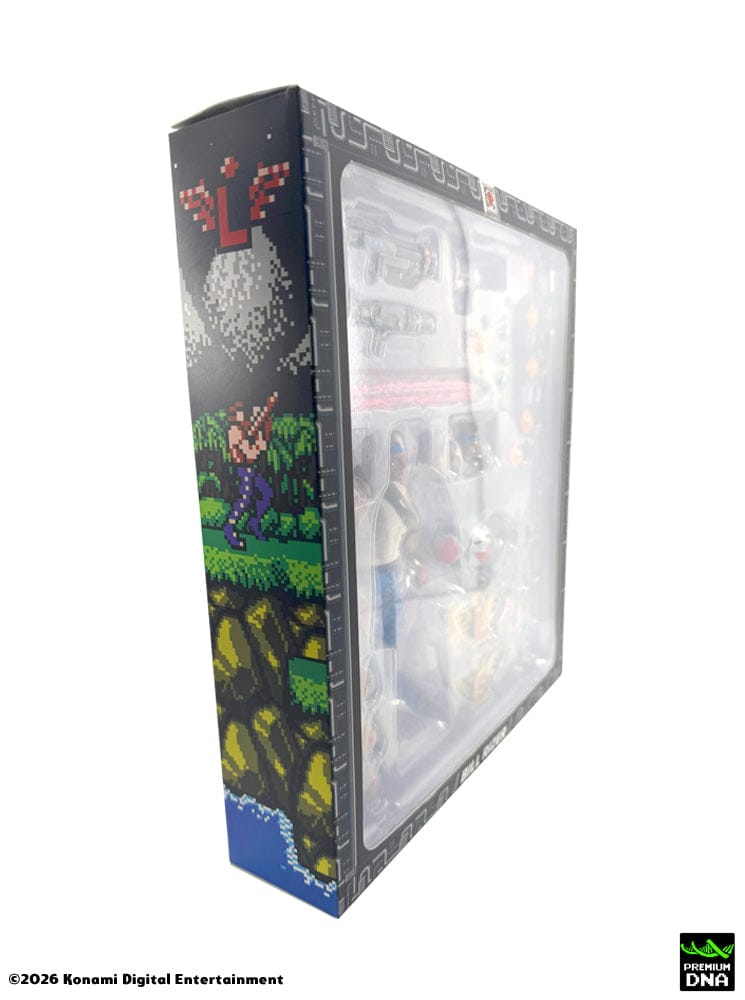 Vista lateral derecha de caja de Figura Bill Rizer Contra (NES) Premium DNA