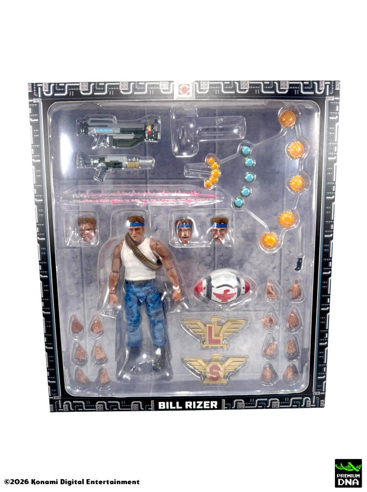 Vista frontal interna de caja de Figura Bill Rizer Contra (NES) Premium DNA
