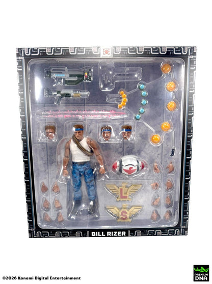 Vista frontal interna de caja de Figura Bill Rizer Contra (NES) Premium DNA