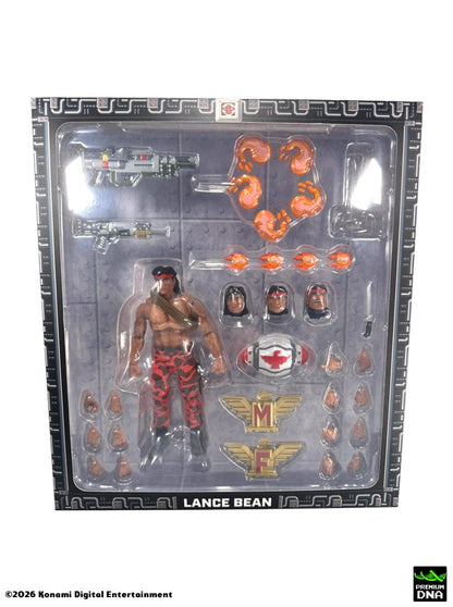 Vista frontal interna de caja de Figura Lance Bean Contra (NES) Premium DNA