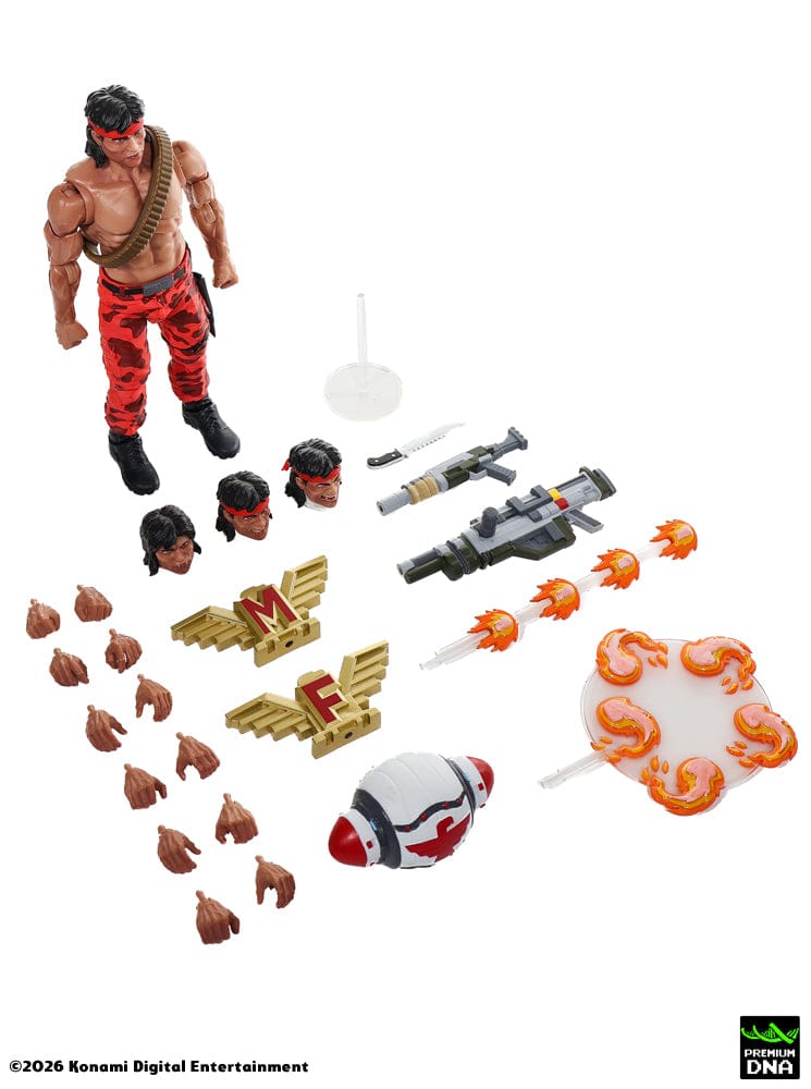 Accesorios completos, vista superior de Figura Lance Bean Contra (NES) Premium DNA