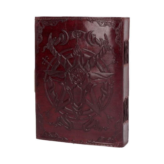 Lockable Red Leather Baphomet Embossed Journal 15x21cm