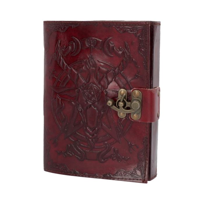 Lockable Red Leather Baphomet Embossed Journal 15x21cm