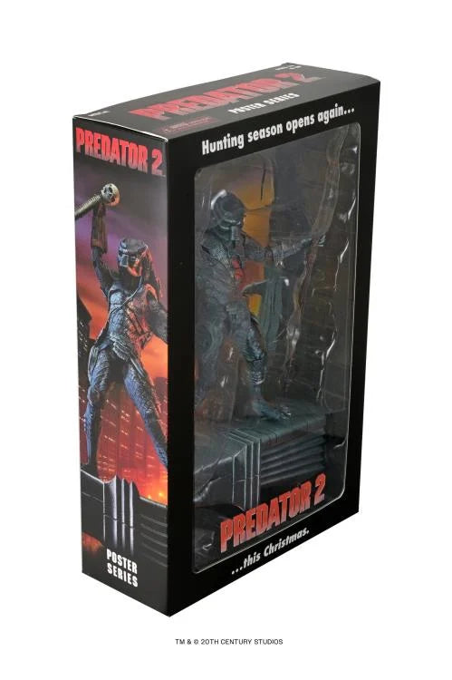 Vista lateral izquierda caja Figura Predator 2 City Hunter NECA Poster Series