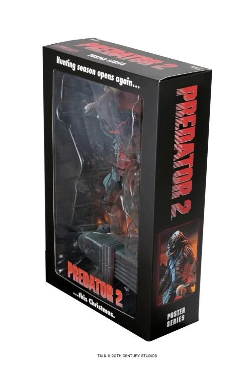 Vista lateral derecha caja Figura Predator 2 City Hunter NECA Poster Series