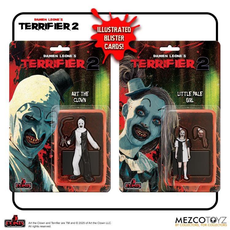 Terrifier 2 - 5 Points Art the Clown & Little Pale Girl Set of 2 Action Figures