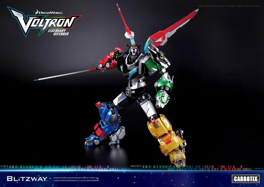 Postura frontal completa de ataque de Figura Voltron Legendary Defender Blitzway Carbotix