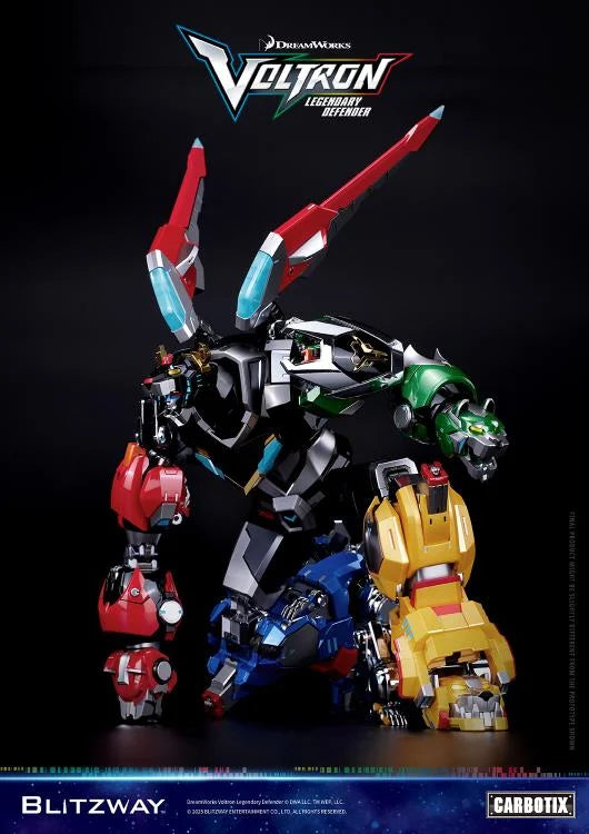Postura de rodillas con puño en suelo de Figura Voltron Legendary Defender Blitzway Carbotix
