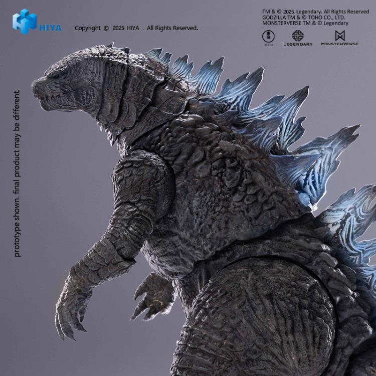 Vista de escamas azuladas de cola de Figura Godzilla 2014 Hiya Toys