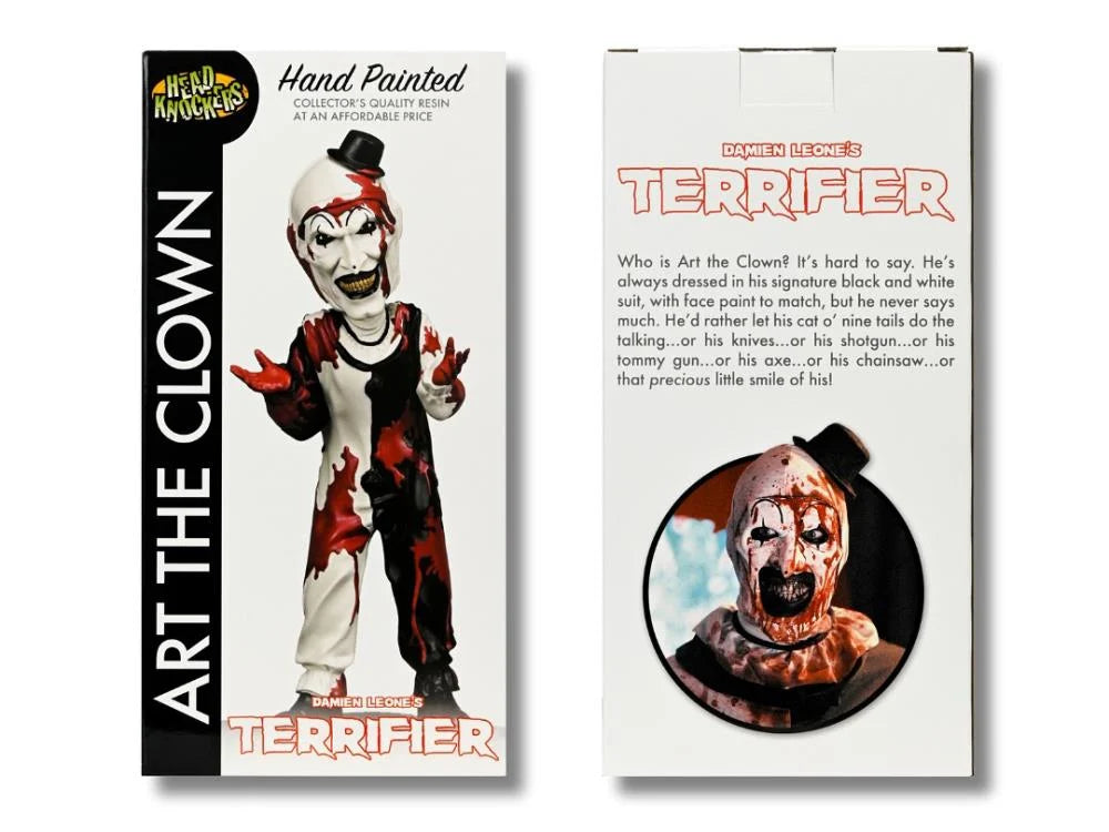 Detalle del arte de caja de la Figura Head Knocker Art the Clown
