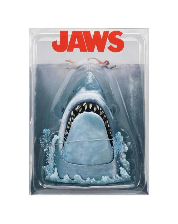 Figura NECA Jaws 50 Aniversario Poster Series tiburón blanco inspirado en el póster clásico de la película Tiburón