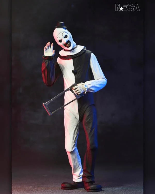 Art the Clown figura NECA Ultimate 7 pulgadas vista frontal con accesorios