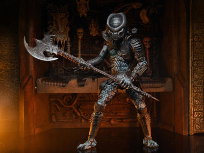 Vista frontal con hacha de Figura NECA Ultimate Warrior Predator