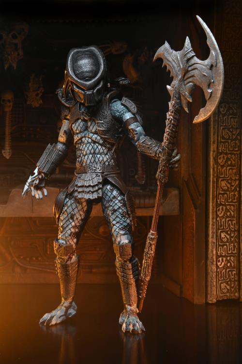 Hacha presentada en vista frontal completa de Figura NECA Ultimate Warrior Predator