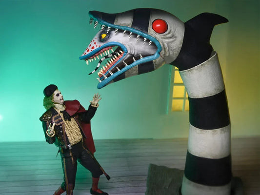 Set NECA Ultimate Beetlejuice y Sandworm 2024 Figura Coleccionable